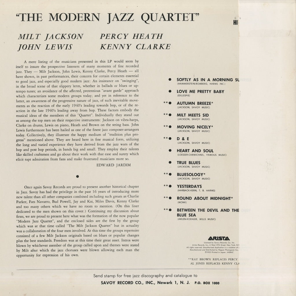 Modern Jazz Quartet / モダン・ジャズ・カルテット(1956) (22RS-4(M))