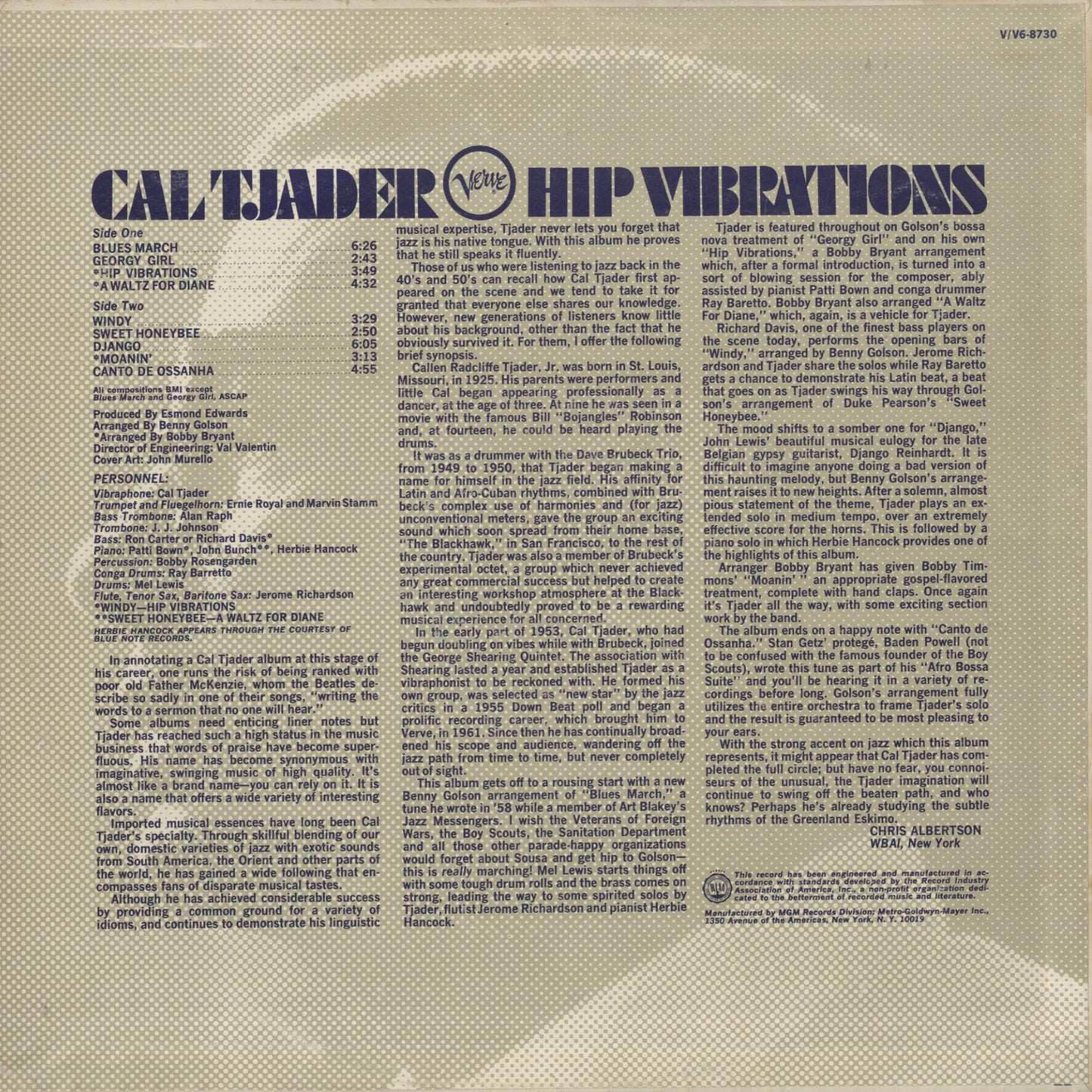 Cal Tjader / カル・ジェイダー / Hip Vibrations (V6-8730)