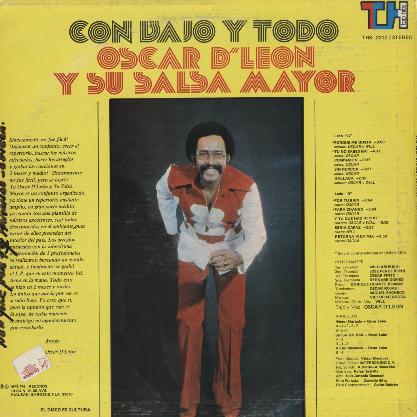 Oscar D'Leon Y Su Salsa Mayor /  / Con Bajo Y Todo (THS-2012)