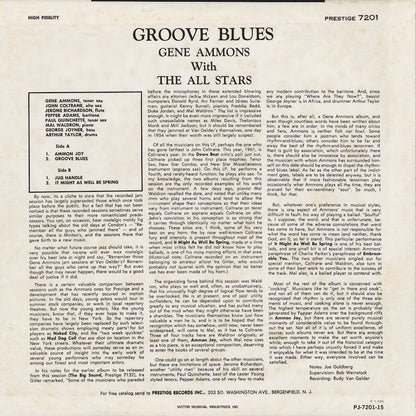 Gene Ammons / ジーン・アモンズ / Groove Blues (PJ-15-7201)