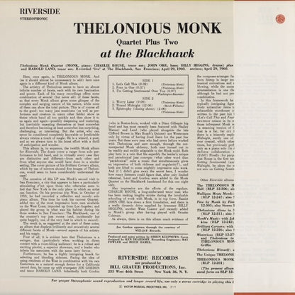 Thelonious Monk Quartet Plus Two - At The Blackhawk (SMJ-6198) LP 1977 JPN Riverside｜中古LP