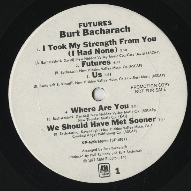 Burt Bacharach / バート・バカラック / Futures (SP4622)