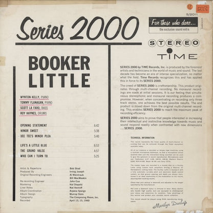 Booker Little - Booker Little (S/2011) 1960 US Time Records｜中古LP