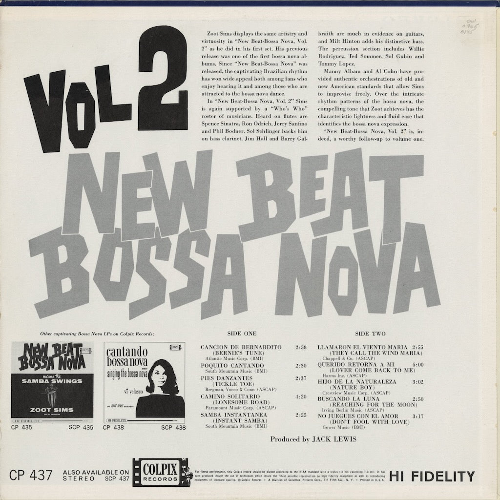 Zoot Sims / ズート・シムズ / New Beat Bossa Nova Vol.2 (CP437)