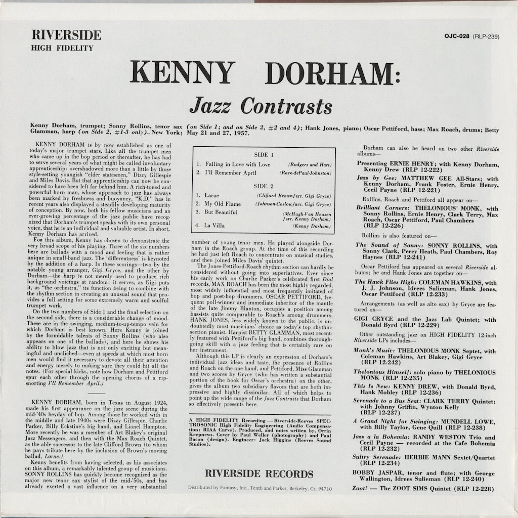 Kenny Dorham / ケニー・ドーハム / Jazz Contrasts (OJC-028)