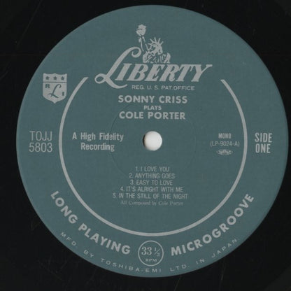 Sonny Criss / ソニー・クリス / Sonny Criss Plays Cole Porter (TOJJ-5803)