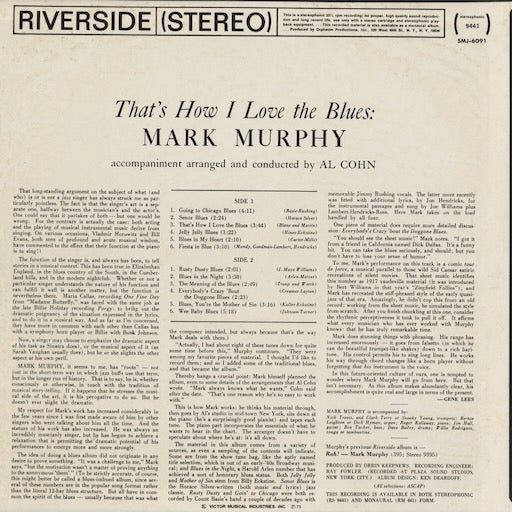 Mark Murphy - That's How I Love The Blues! (SMJ-6091) 1975 JPN Riverside｜中古LP