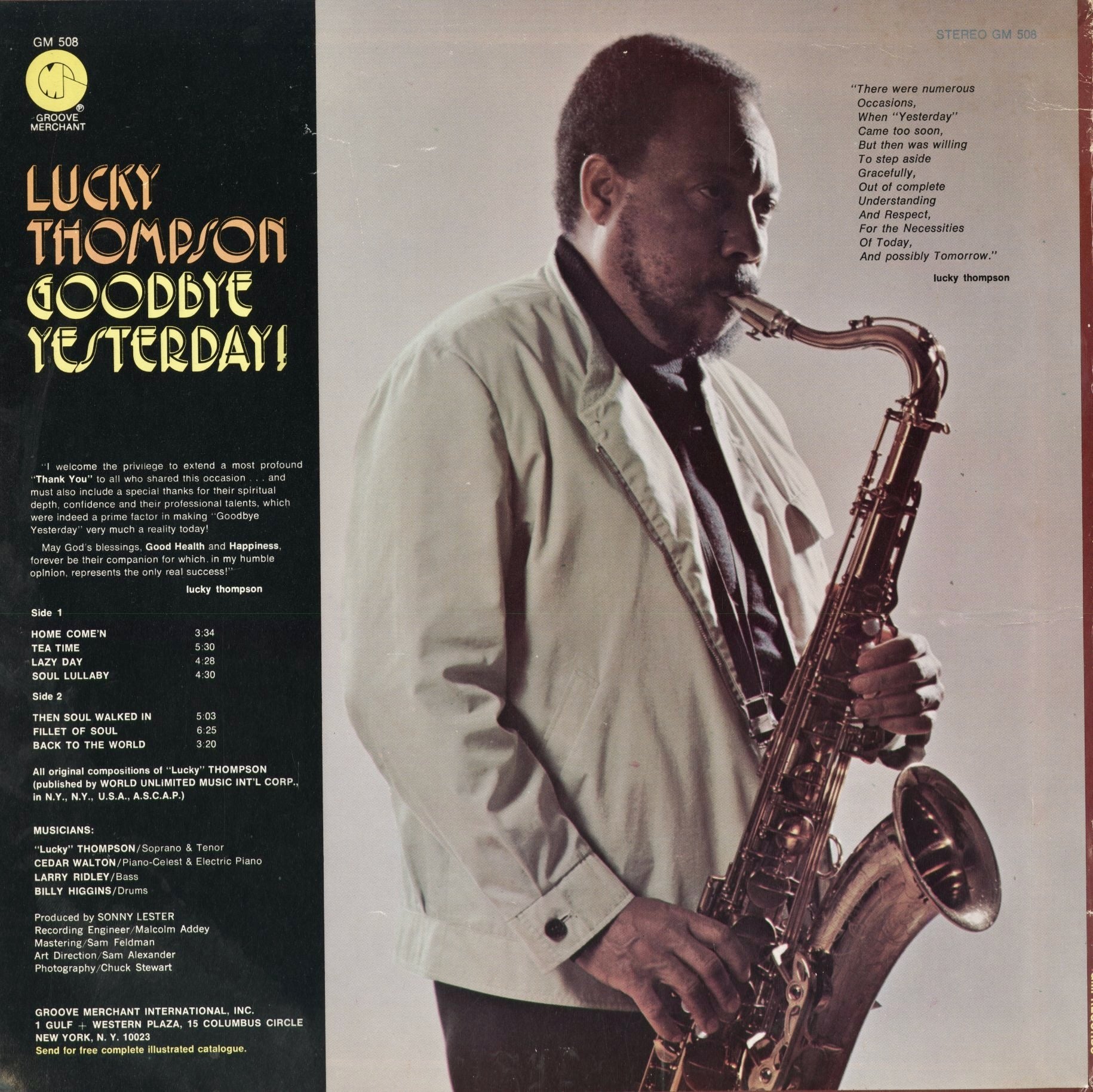 ラッキー・トンプソン / Lucky Thompson『Goodbye Yesterday』(GM 508