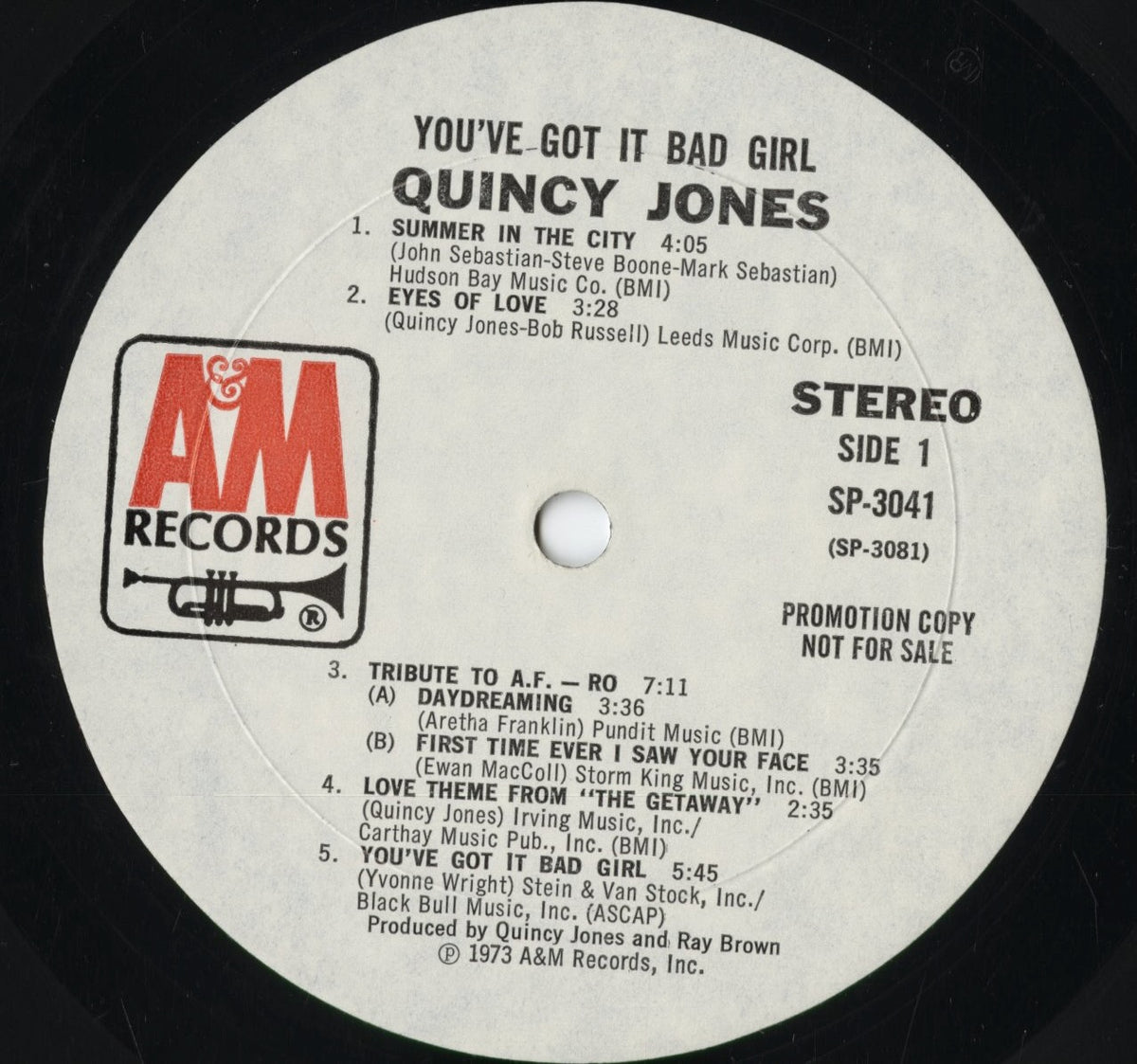 Quincy Jones - You've Got It Bad Girl (SP 3041) 1973 US A&M｜中古LP