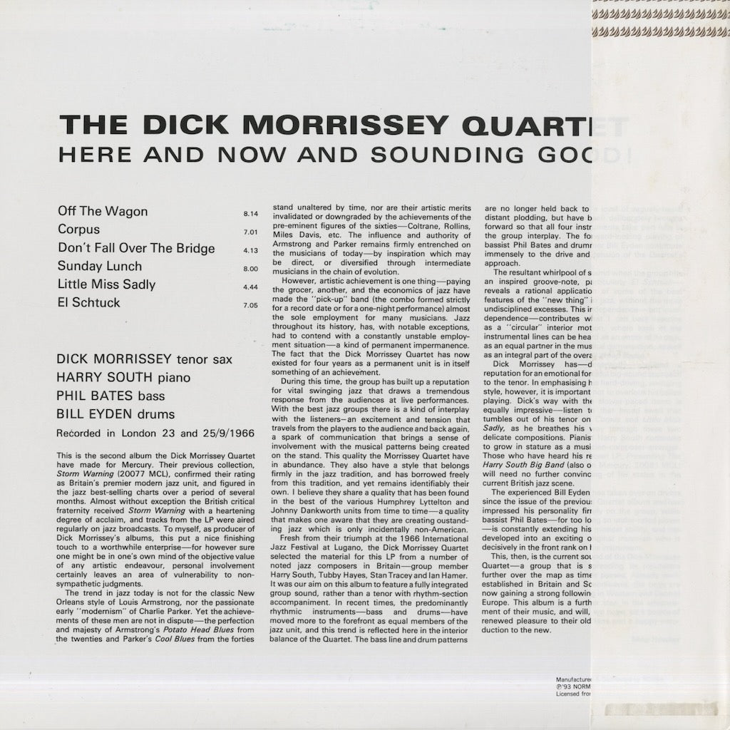 Dick Morrissey Quartet / ディック・モリッシー / Here And Now And Sounding Good (NLP6006)