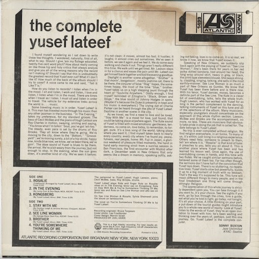 Yusef Lateef - The Complete Yusef Lateef - MONO (1499) LP 1968 US Atlantic｜中古LP