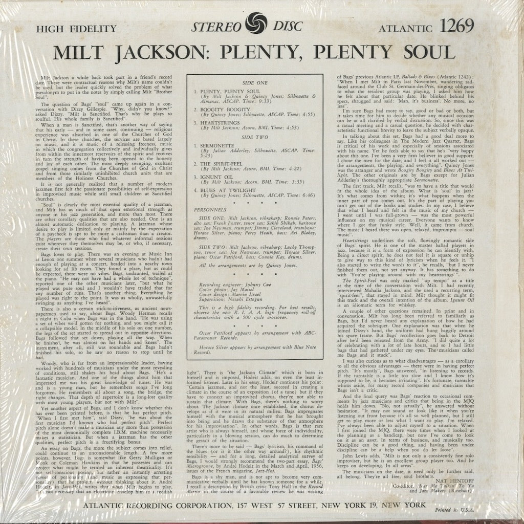 Milt Jackson / ミルト・ジャクソン / Plenty, Plenty Soul (SD 1269)