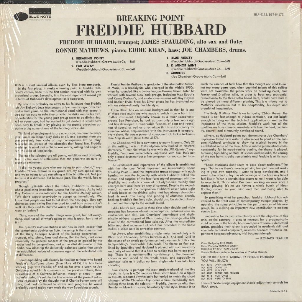 Freddie Hubbard / フレディ・ハバード / Breaking Point (BST 84172)