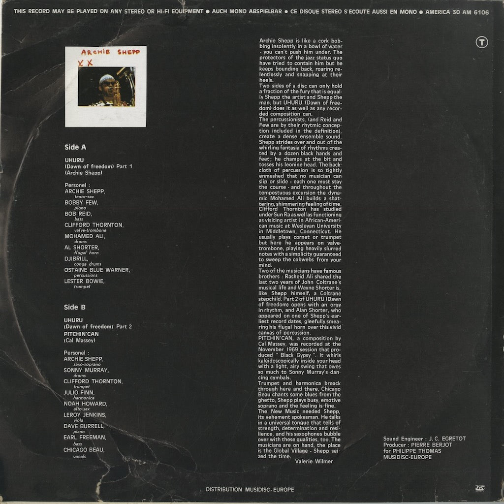 Archie Shepp / アーチー・シェップ / Pitchin Can (30 AM 6106)