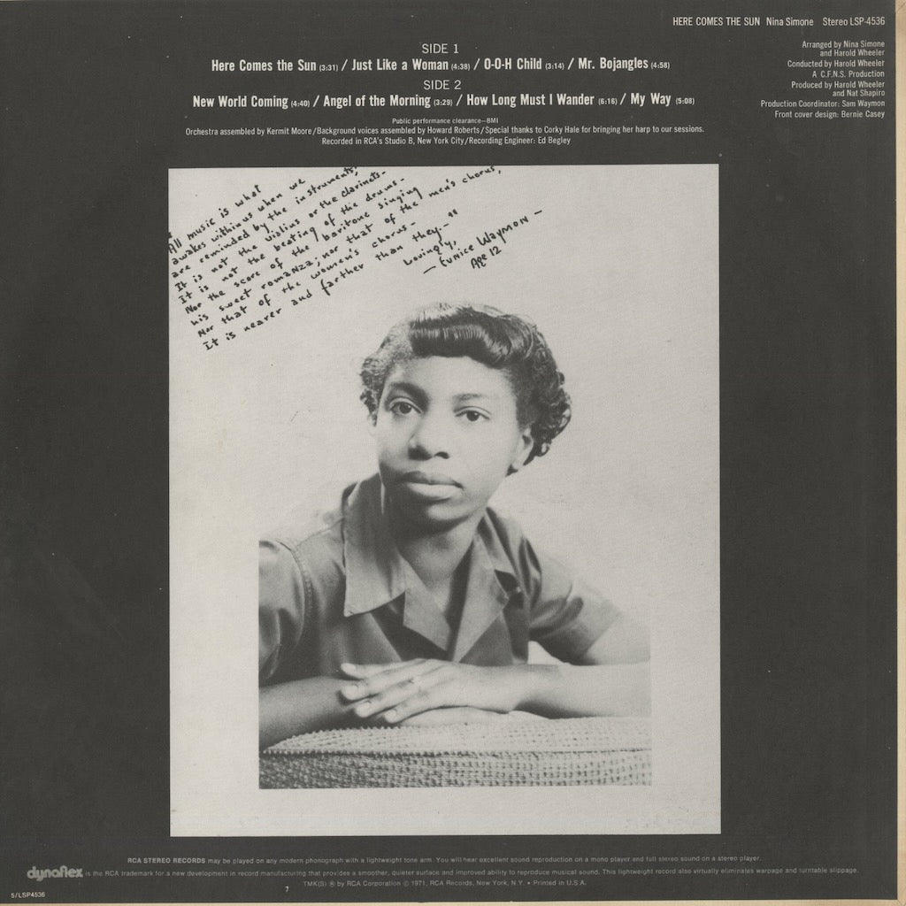 Nina Simone / ニーナ・シモン / Here Comes The Sun (LSP-4536