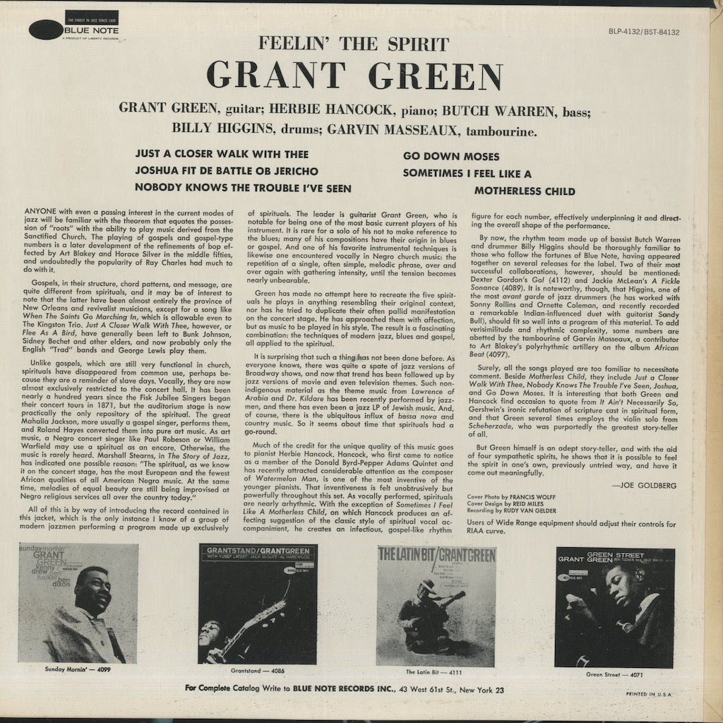 Grant Green / グラント・グリーン / Feelin' The Spirit (BST84132