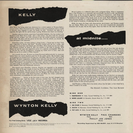 Wynton Kelly / ウィントン・ケリー / Kelly At Midnite (RJL-6014) 1981 JPN Pressing