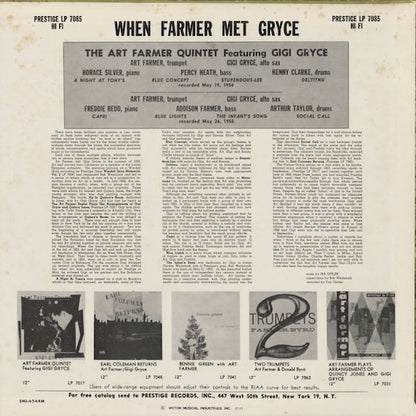 Art Farmer - When Farmer Met Gryce (SMJ-6544M) LP 1977 JPN Prestige｜中古LP