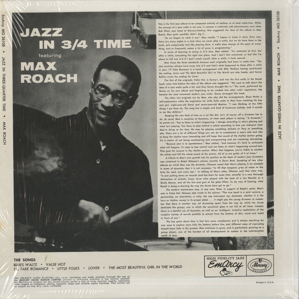 Max Roach / マックス・ローチ / Jazz In 3/4 Time (MG36108)