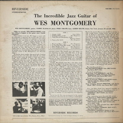 Wes Montgomery - The Incredible Jazz Guitar Of Wes Montgomery (OJC-036) LP 1960 US Riverside｜中古LP