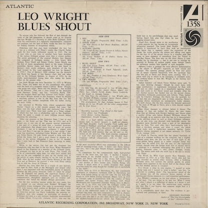 Leo Wright - Blues Shout (1358) 1961 US Atlantic｜中古LP