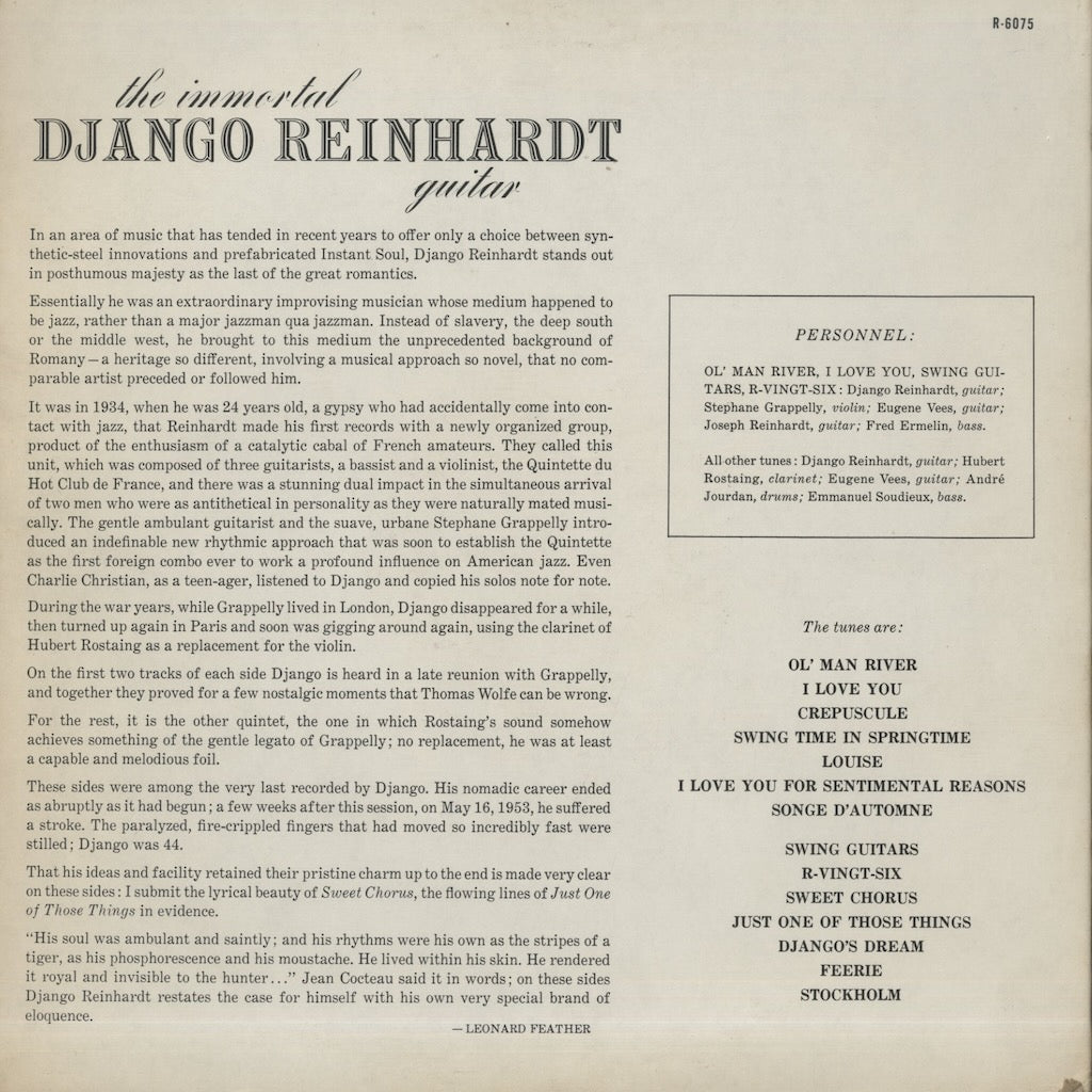 Django Reinhardt / ジャンゴ・ラインハルト / The Immortal Django Reinhardt Guitar (R9-6075)