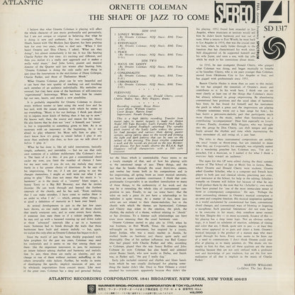 Ornette Coleman / オーネット・コールマン / The Shape Of Jazz To Come (P-6004A)