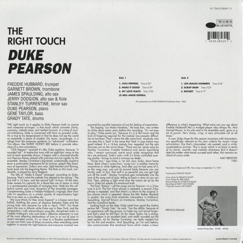 Duke Pearson / デューク・ピアソン / The Right Touch (B1 7243 8 28269 1 0)