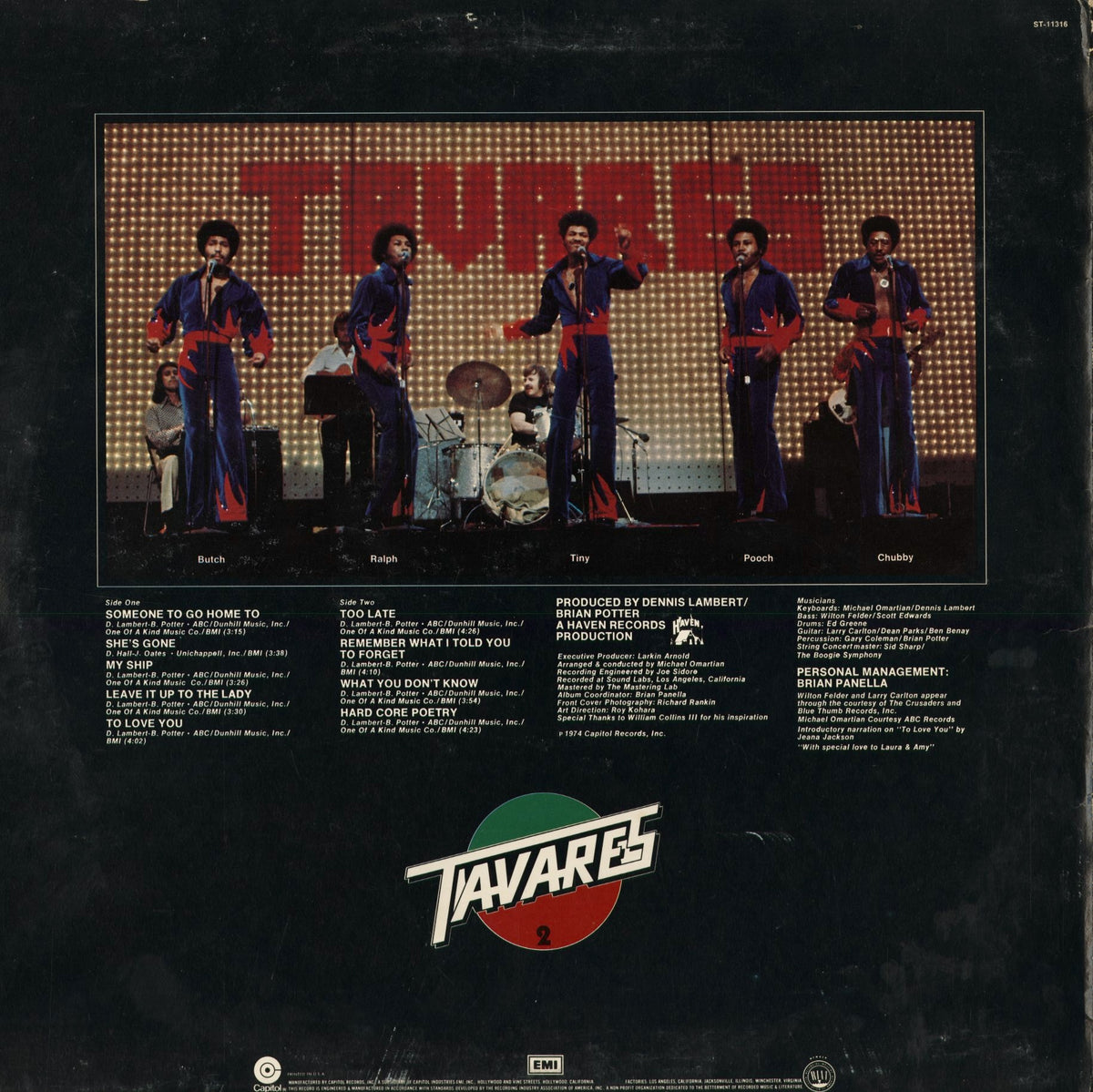 Tavares - Hard Core Poetry (ST-11316) 1974 US Capitol｜中古LP