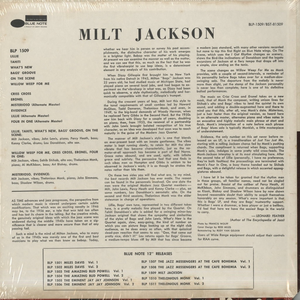 Milt Jackson / ミルト・ジャクソン / With John Lewis, Percy Heath, Kenny Clarke, Lou Donaldson And The Thelonious Monk Quintet (BST81509)