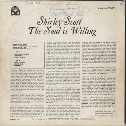 Shirley Scott / シャーリー・スコット / The Soul Is Willing (PR 7267)