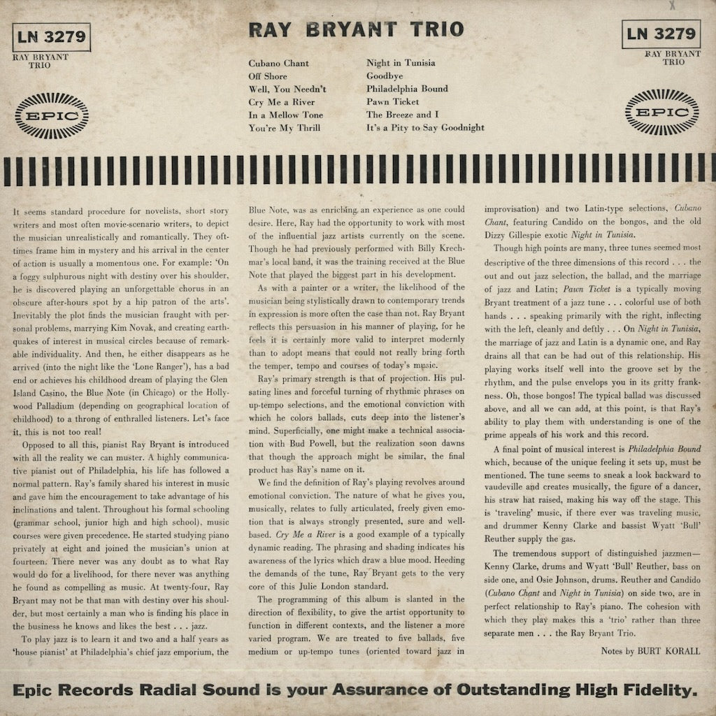 Ray Bryrant / レイ・ブライアント / Ray Bryant Trio (LN 3279)