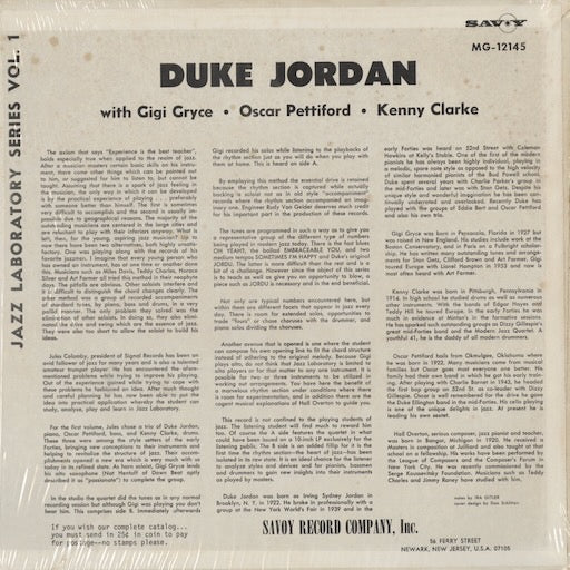 Duke Jordan - Do It Yourself Jazz Vol. 1 (MG12145) 1970s US Savoy｜中古LP