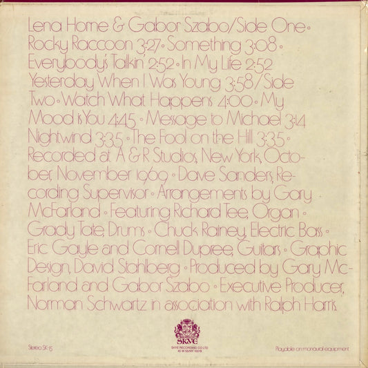 Lena Horne & Gabor Szabo – Watch What Happens (SK 15) 1970 US SKYE｜中古LP