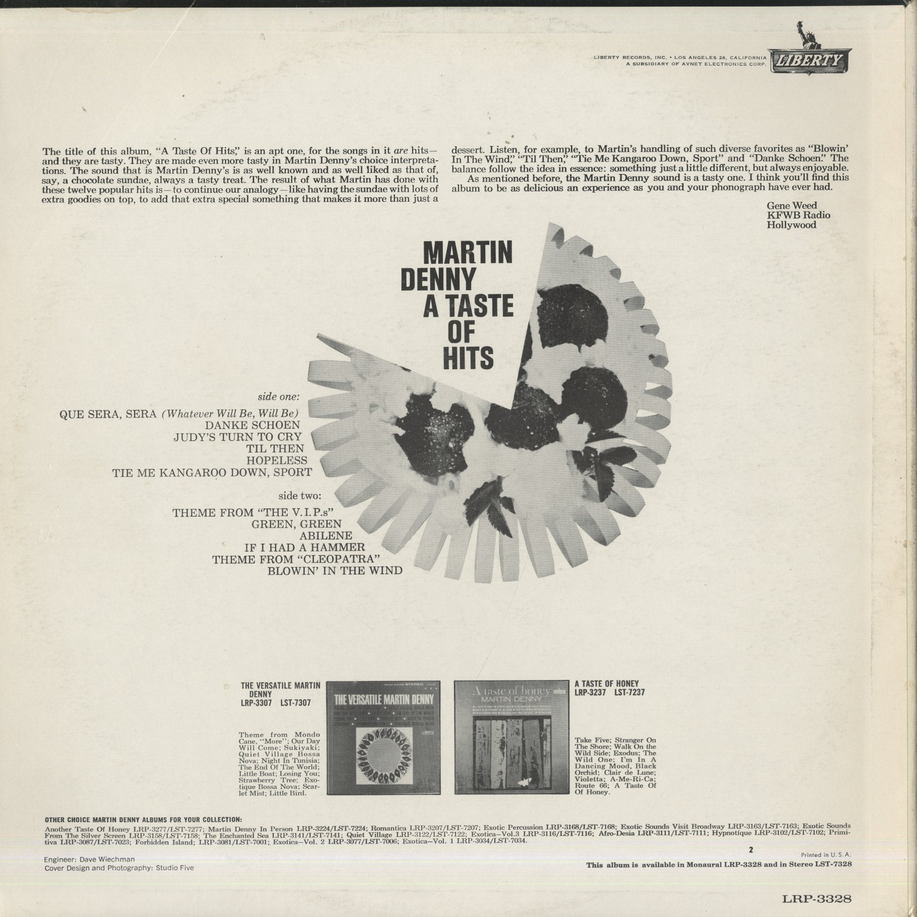 Martin Denny / マーチン・デニー / A Taste Of Hits (LRP-3328) – VOXMUSIC WEBSHOP