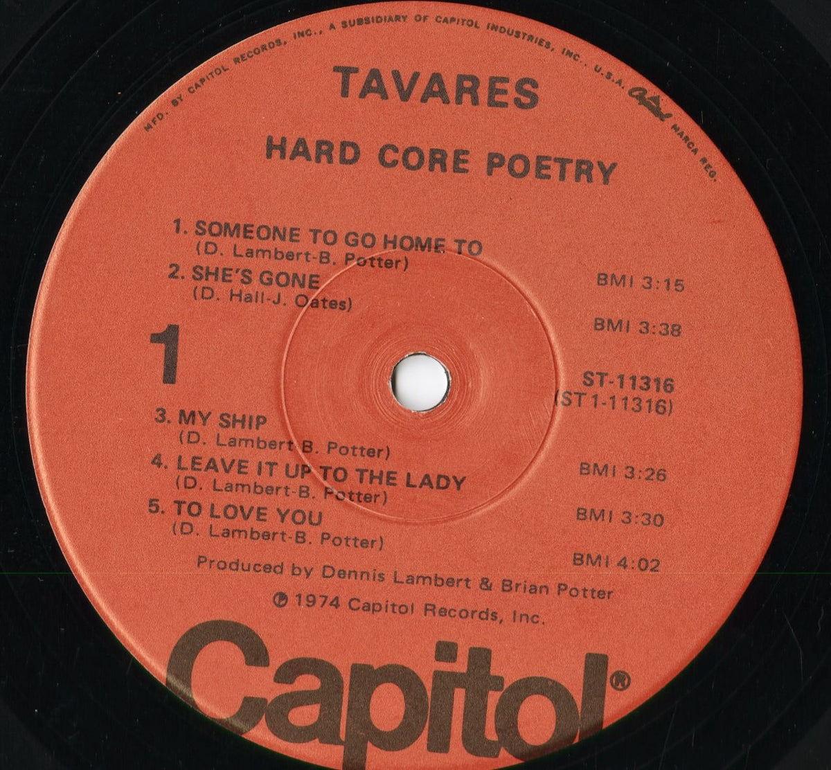 Tavares - Hard Core Poetry (ST-11316) 1974 US Capitol｜中古LP