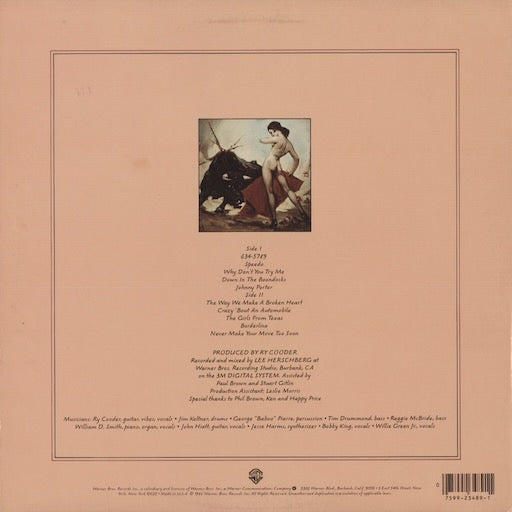 Ry Cooder - Borderline (BSK 3489) 1980 US Warner Bros｜中古LP