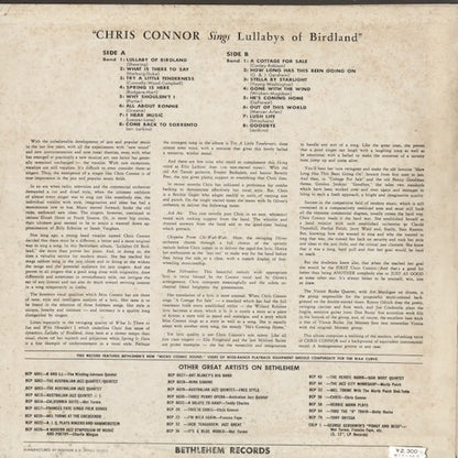 Chris Connor - Sings Lullabys Of Birdland (MP 2340) 1973 JPN Bethlehem｜中古LP