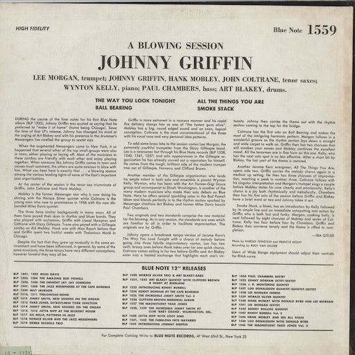 Johnny Griffin - A Blowing Session (BLP 1559) 1972 US Blue Note｜中古LP