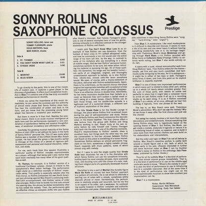 Sonny Rollins - Saxophone Colossus (LPR-8850) 1973 JPN Prestige｜中古LP