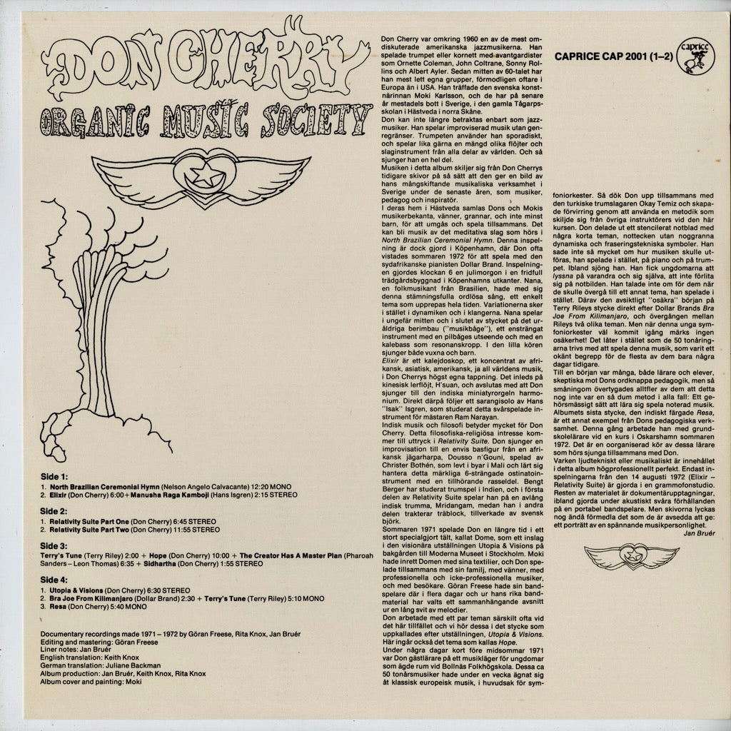 Don Cherry – Organic Music Society (CAP 2001-2) 2LP 1973 SWE Caprice Records｜中古LP
