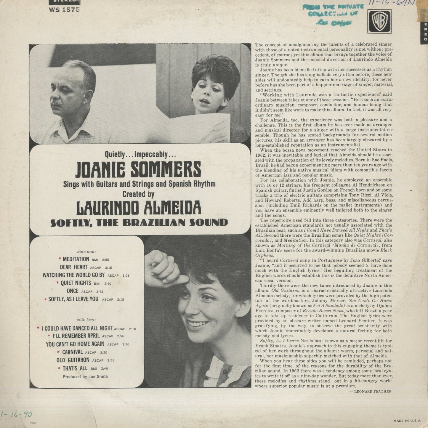 Joanie Sommers / ジョニー・ソマーズ / Softly, The Brazilian Sound (WS1575)