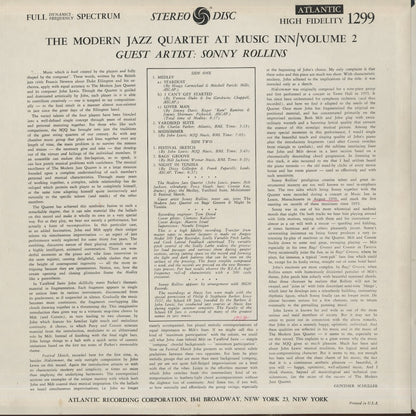 The Modern Jazz Quartet / At Music Inn Guest : Sonny Rollins (SD-1299)