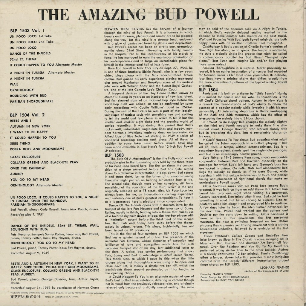 Bud Powell / バド・パウエル / The Amazing Bud Powell Volume 1 (LNJ-70085)