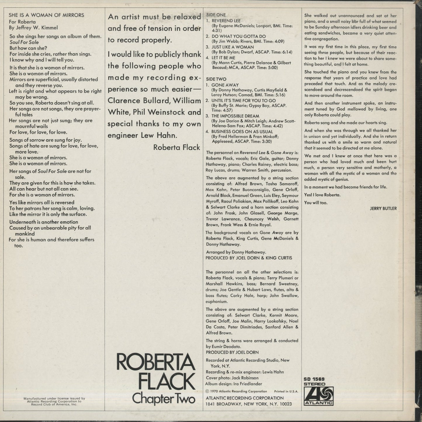 Roberta Flack / ロバータ・フラック / Chapter Two (SD1569)