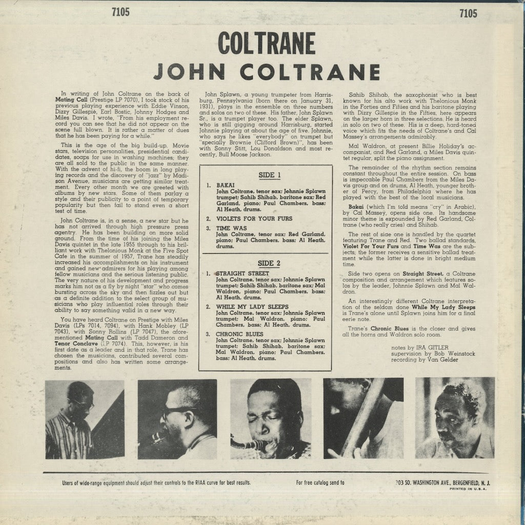John Coltrane / ジョン・コルトレーン / Coltrane (1957) - Blue Cover (PR7105)