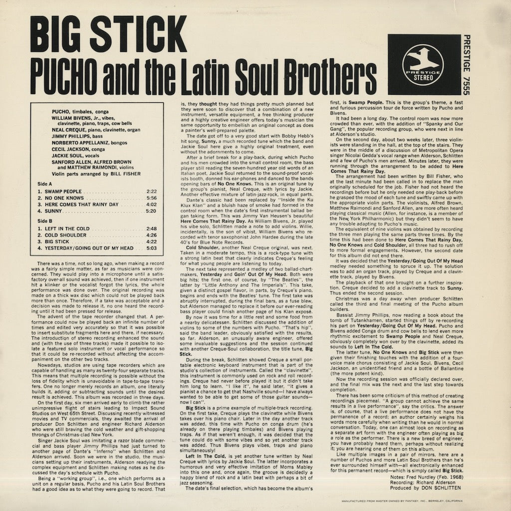 Pucho & The Latin Soul Brothers / プーチョ＆ラテン・ソウル・ブラザーズ / Big Stick (PR7555)