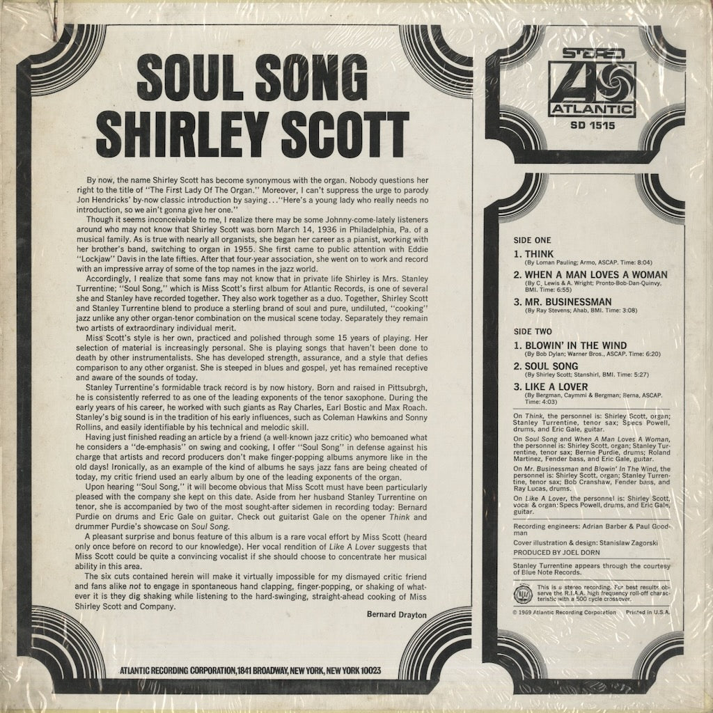 Shirley Scott / シャーリー・スコット / Soul Song (SD1515)