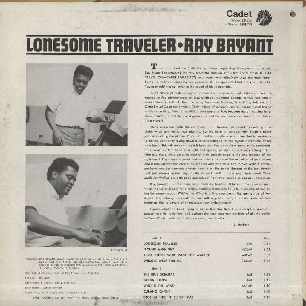 Ray Bryant / レイ・ブライアント / Lonesome Traveler (LP-778 