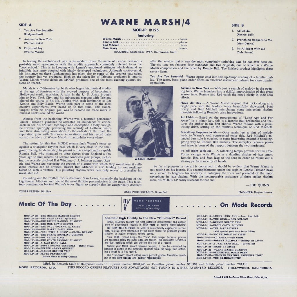 Warne Marsh / ウォーン・マーシュ / Music For Prancing -180g (35198-28)